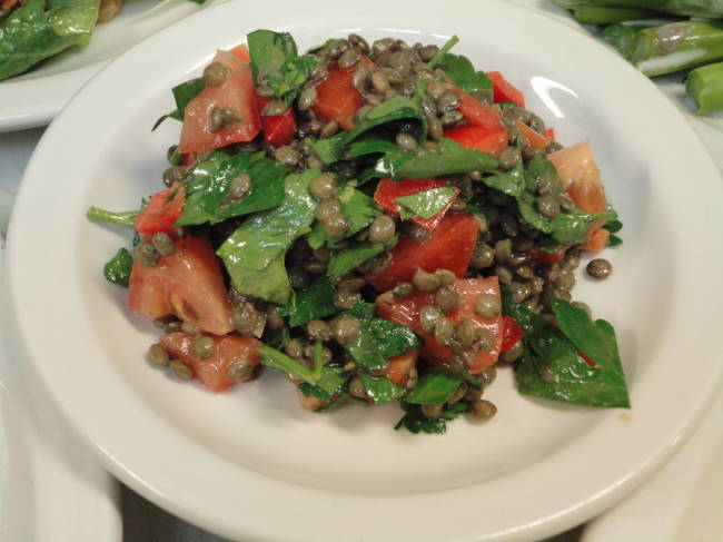 Served with our cold roasted half chicken, lentil tabouleh with red peppers, tomatoes, parsley and cumin vinaigrette.