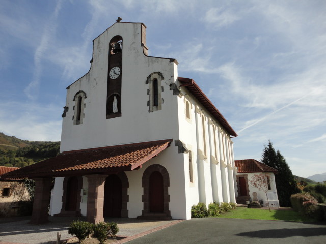 Irouleguy's church, with its whitewashed walls and red tile roof, is pure Basque.